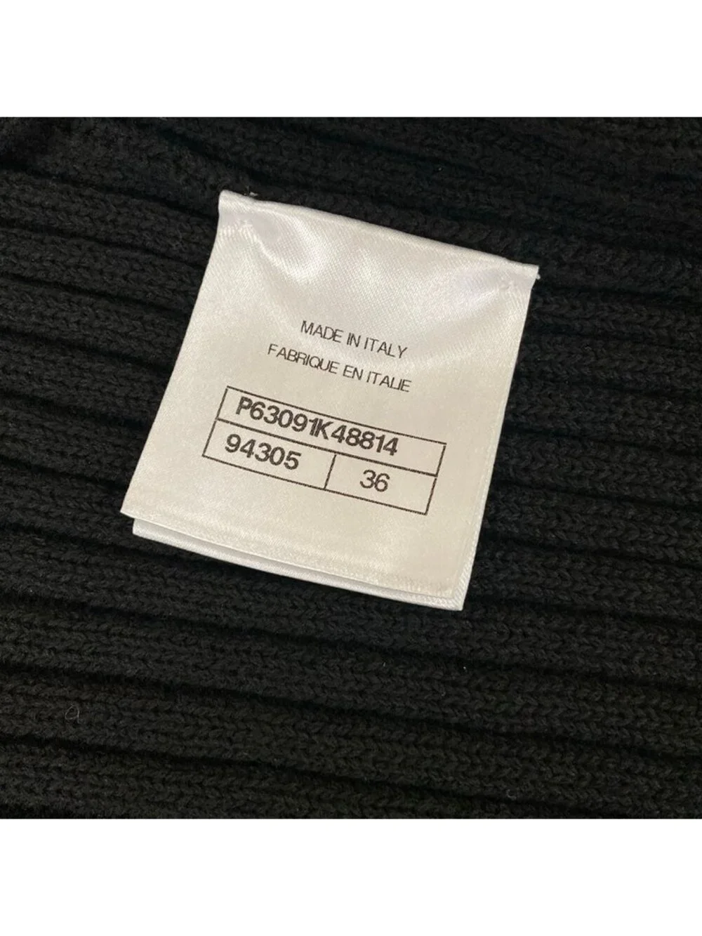 Chanel Jacket 36 S Black Knit Shoulder Pad CC Logo Button Long Sleeve Cotton